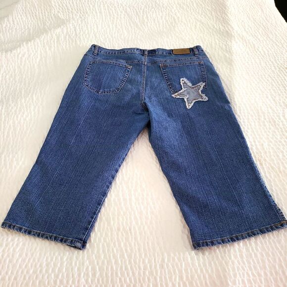London blue appliquied NY ☆ jeans,size 21/22 crop pants, very cool! - Picture 3 of 3